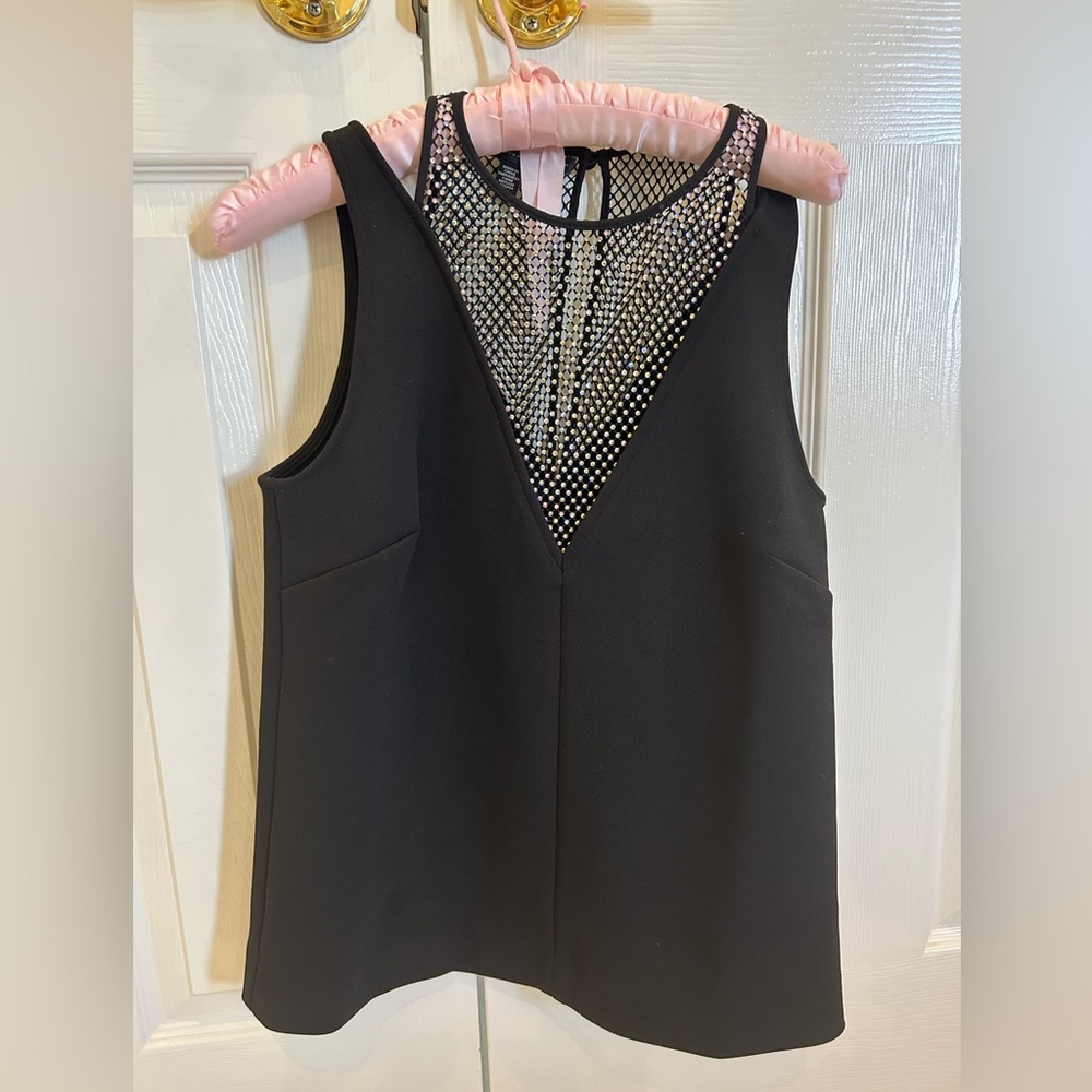 New without tagTed Baker Black Top silver rhinestones sleeveless size 1/small